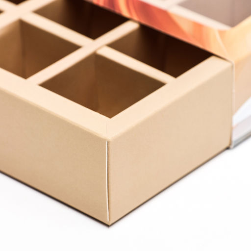 Цена за 5 шт. Коробка под 9 конфет с обечайкой Кофе с молоком, 13,7 х 13,7 х 3,5 - UPAK LAND фото 5