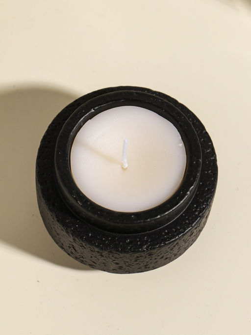 Свеча в вулканическом подсвечнике "Цилиндры" чёрная 8,1х8,1х5,4 см