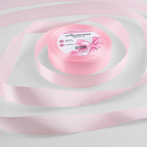 Цена за 4 шт. Лента атласная, 20 мм, 23±1 м, пастельно-розовая №43