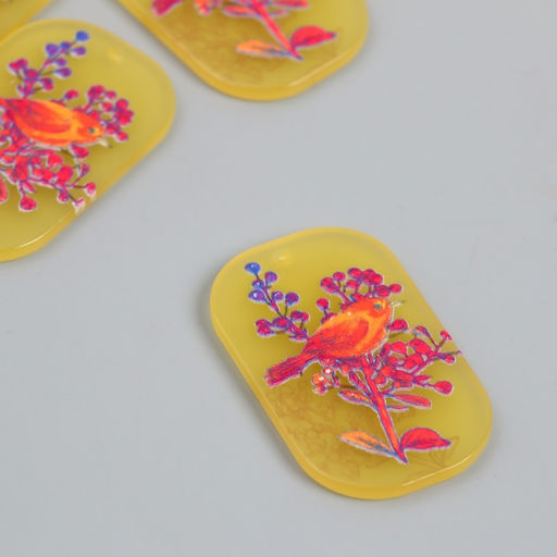 Цена за 4 шт. Декор для творчества акрил Птица на сухоцвете, 0.2?2.4?4 см