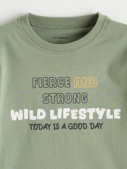 Bisiklet Yaka Bask?l? Erkek ?ocuk Ti??rt