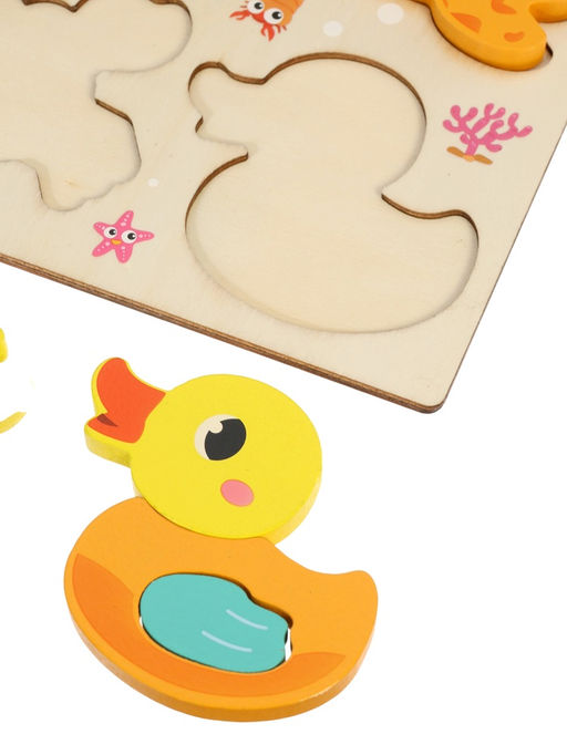 Развивающий 3D пазл «Зверята», деревянный