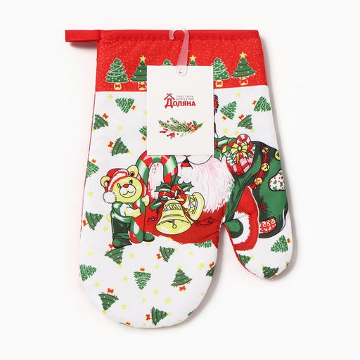 Цена за 2 шт. Варежка-прихватка новогодняя Доляна Праздники 26?16 см, 100%п/э