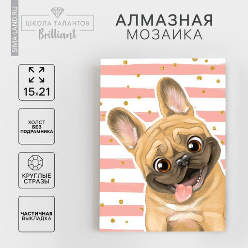 Алмазная мозаика с частичным заполнением на холсте «Щенок», 15×21 см