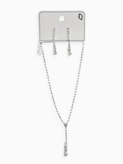 Набор 2 пред-а: серьги, колье "Вечерний шик" минимал, цвет белый в серебре