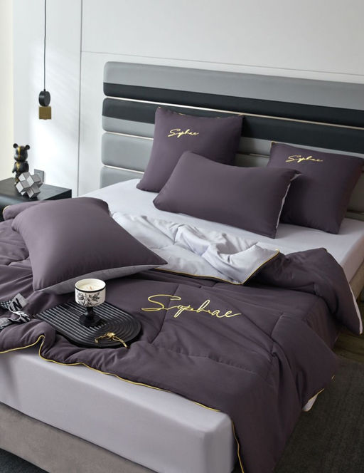 Одеяло Mency средней плотности однотонное с простыней на резинке и наволочками ODMENOR06