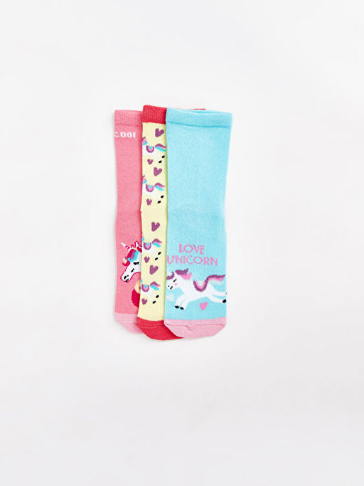 Desenli K?z ?ocuk Soket ?orap 3l? - Waikiki фото 2