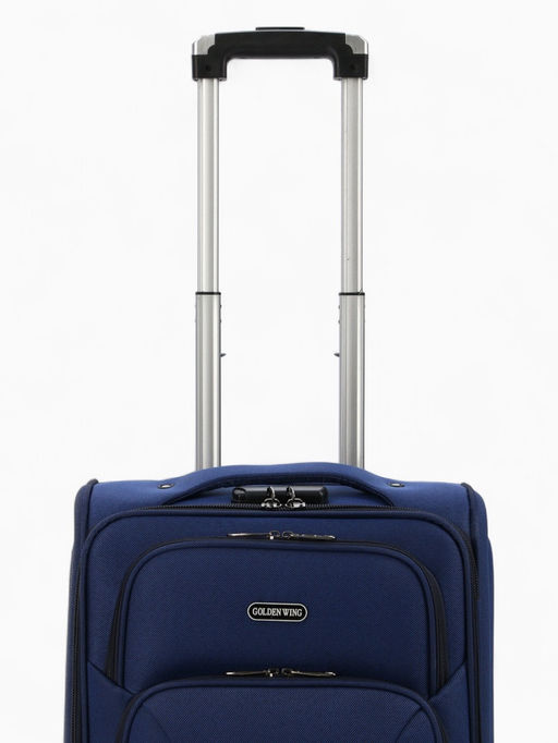 Чемодан на колёсах маленький 45 л (S), на молнии, кодовый замок, 4 колеса, синий