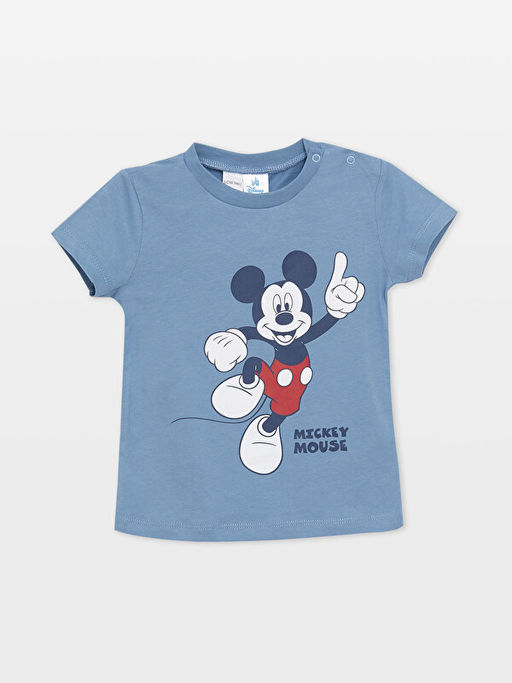 Bisiklet Yaka K?sa Kollu Mickey Mouse Bask?l? Erkek Bebek ?ortlu Pijama Tak?m? - Waikiki фото 2