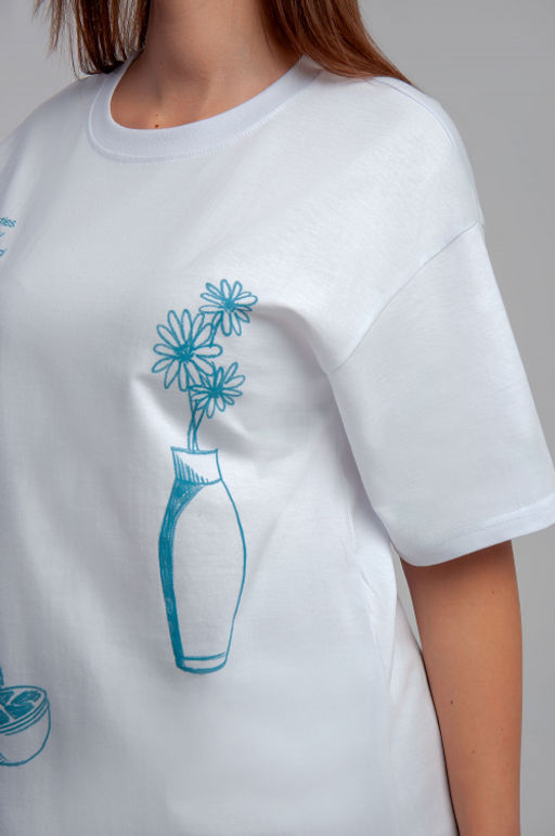 Арт. 31126 Футболка женская оверсайз 44-52 (5 шт) Цвет:белый - Калинка фото 6