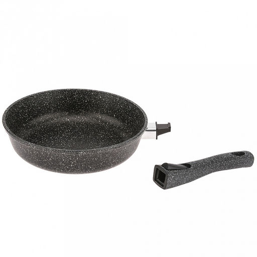 Сковорода с тефлоновым покрытием д24см "Гранит Induction", h6,5см, s0,4см, съемная ручка из термостойкого пластика (Россия) Подходит для всех видов плит, включая индукционную.