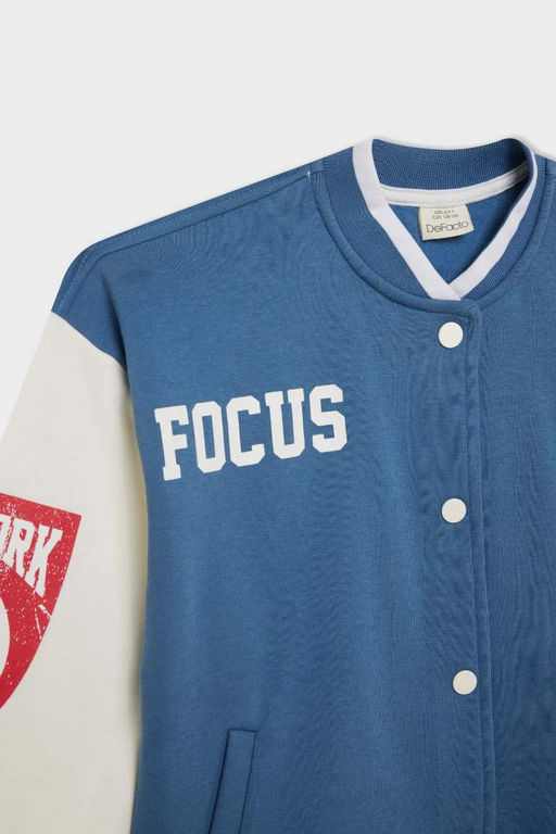 Кардиган-бомбер на толстой мягкой подкладке с воротником колледжа для девочек и застежкой-кнопкой - Defacto фото 2