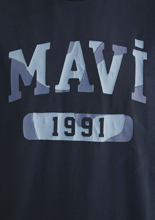 Mavi 1991 Bask?l? Lacivert Tisort  фото 5