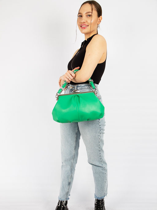LACCOMA сумка Оливия-Ф826-изумрудный эко кожа хлопок  фото 6