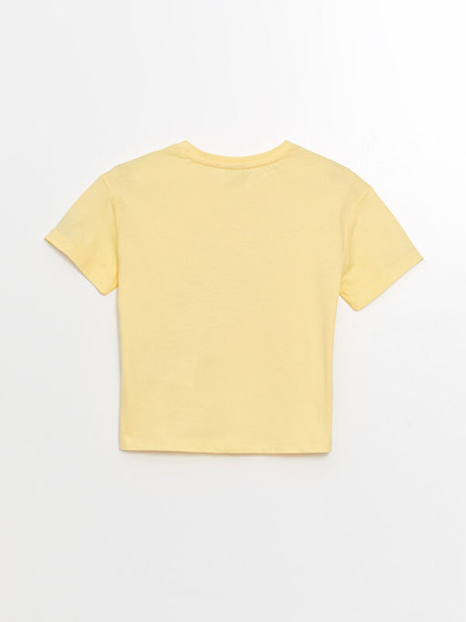 Bisiklet Yaka Bask?l? K?sa Kollu K?z ?ocuk Ti??rt ve ?ort - Waikiki фото 3