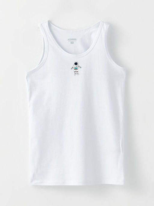 Bisiklet Yaka Bask?l? Pamuklu Erkek ?ocuk Atlet 2li - Waikiki фото 2