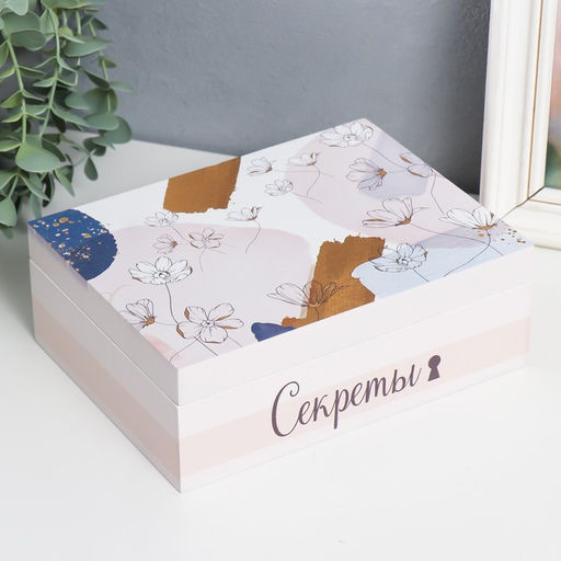 Шкатулка для украшений «Абстракция. Цветы», дерево, 6.5×20×15 см