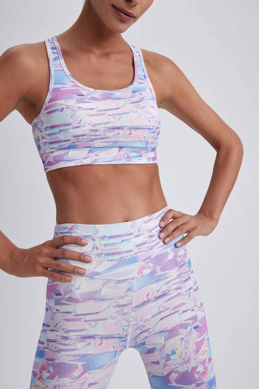 Спортивный бюстгальтер DeFactoFit с воротником-халтер и узором  фото 4