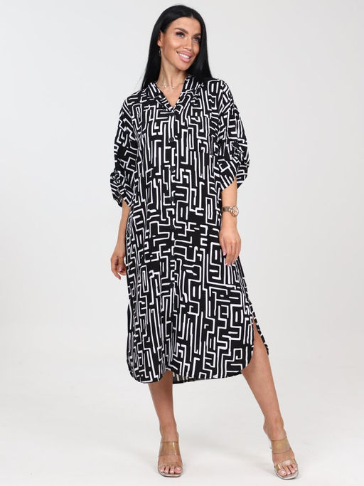 5116 ПЛАТЬЕ ЖЕНСКОЕ (Черный с белым) - А-дина фото 2