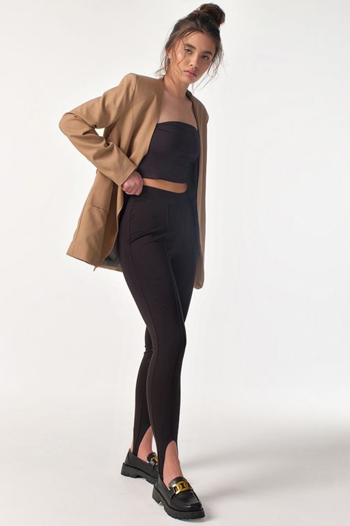 Легинсы трикотажные со штрипками черные - Fly фото 4