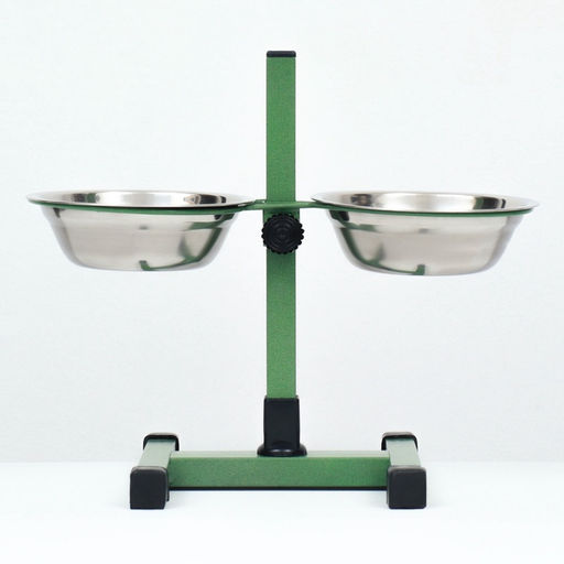 Подставка с мисками, 2500 мл, высота 30 см, разборная, зелёная - Пижон фото 4