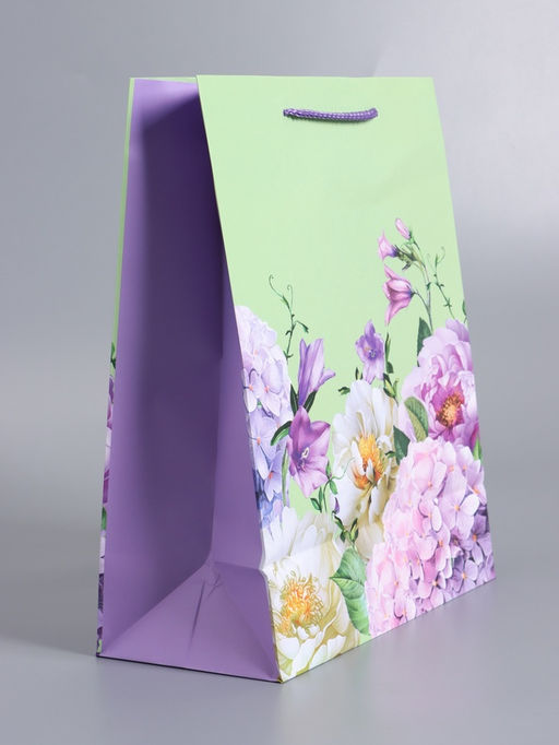 Пакет подарочный ламинированный «Цветы», 26×12×32 см