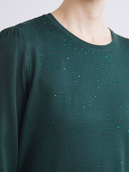 Bisiklet Yaka Ta?l? Kad?n Triko Kazak