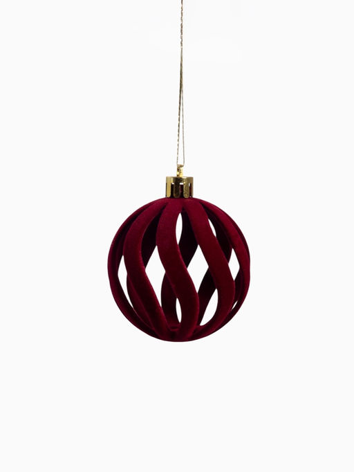 Ёлочные шары «Бархат. Время праздника», d=6 см, 12 шт., завитки снежинки, красный