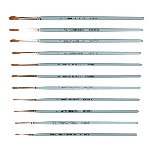 Кисть колонок VISTA-ARTISTA 20231-08 круглая 10 шт короткая ручка №08  фото 4
