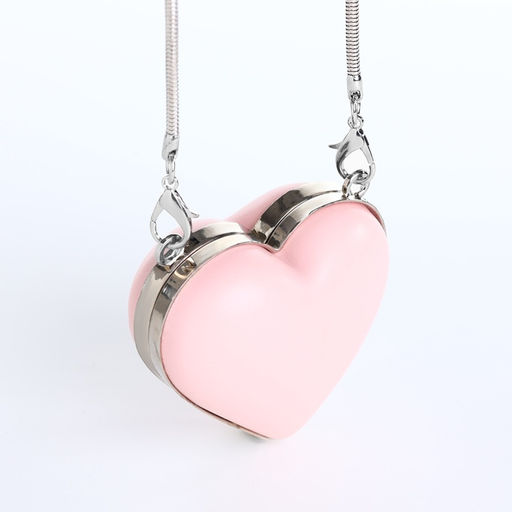 Сумка мини-клатч на магните, в форме сердца, жёсткий корпус, на длинной цепочке, розовая