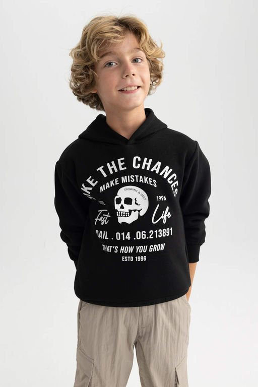 Толстая толстовка с капюшоном для мальчика - Defacto фото 4