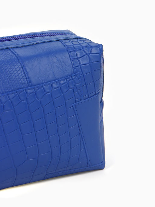 Косметичка ONE COLOR, на молнии, искусственная кожа, синяя