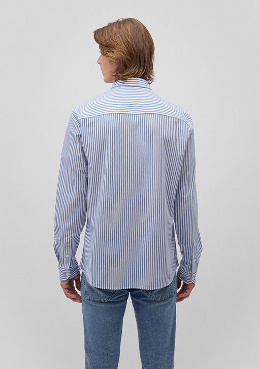 Cizgili Mavi Orme Gomlek фото 5