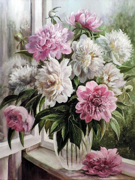 Вышивка крестиком 40х50см, Пионы