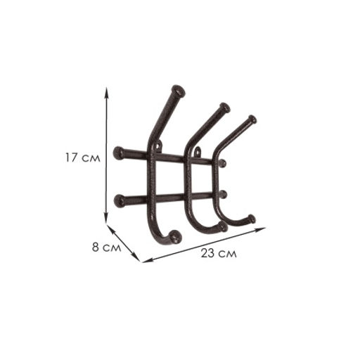 Вешалка настенная металл. "Норма 3" 24см (3 рожка, медный антик/коричневый)