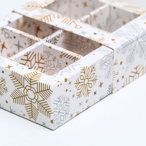 Цена за 2 шт. Коробка под 6 конфет новогодняя «Снежинки», 13.5×9.5×3.5 см