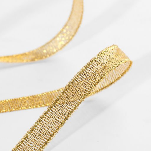 Цена за 3 шт. Лента парчовая, 10 мм, 231 м, цвет золотой - Арт узор фото 2