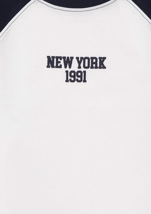 New York Bask?l? Ekru Tisort - Mavi фото 4