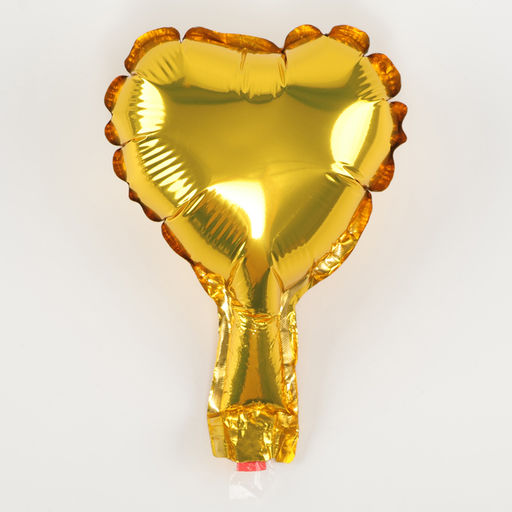 Цена за 5 шт. Воздушный шар фольгированный 5" «Сердце», для палочки, золотой