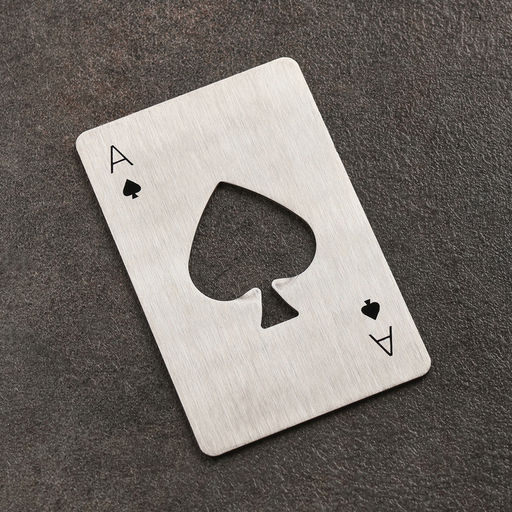 Цена за 2 шт. Карта-открывашка для бутылок «Туз козырный», 8.5×5.5 см, металл, серебристая