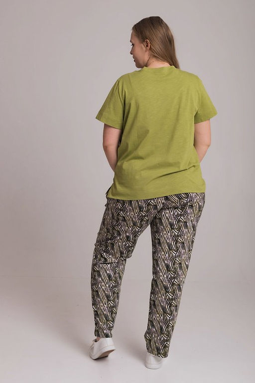 Костюм футболка и брюки М326015Пфч фисташковый/черный - Елена фото 3