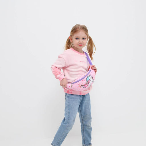 Сумка детская для девочки поясная Единорог, на молнии, наружный карман, розовая - NAZAMOK KIDS фото 7