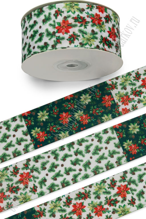 Лента репсовая 4 см*25 ярд с рисунком "Микс" SF-7479, №13