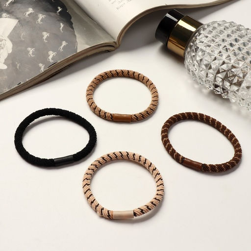 Цена за 10 шт. Резинка для волос «Спорт люкс», плетение штрихи, 5 см, МИКС