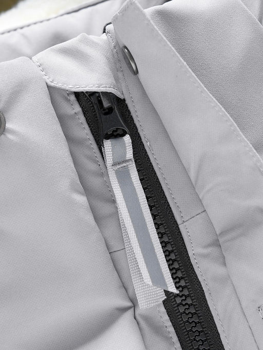 Парка зимняя подростковая для девочки с капюшоном и мехом серого цвета 9532Sr