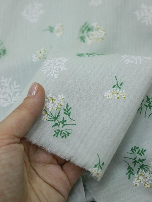 Плательный хлопок Веточки ромашки цв.бл.голубой мох, ш.1.45м, хлопок-100%, 105гр/м.кв - Купава фото 6