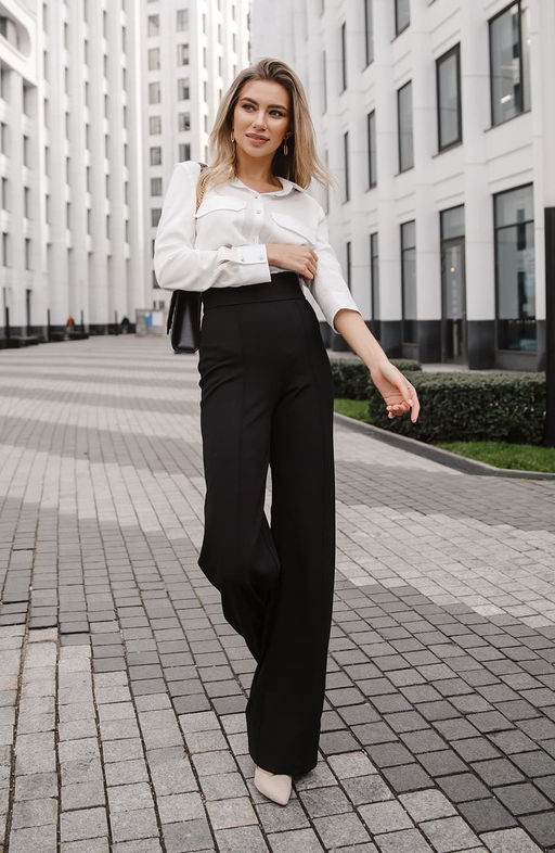 Брюки-палаццо с завышенной талией черный - Donna saggia фото 2