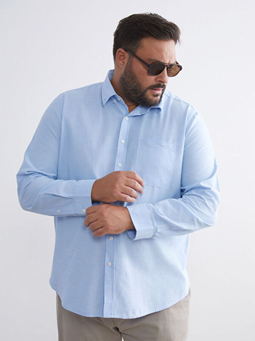 B?y?k Beden Regular Fit Uzun Kollu Erkek G?mlek