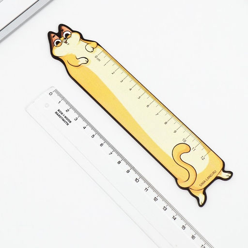 Цена за 5 шт. Линейка деревянная 15 см, фигурная Кот - Artfox фото 4