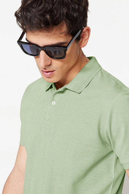 Mint Slim/Dar Kesim Yakas_ _izgili Basic %100 Pamuklu Polo Yaka T-shirt TMNSS20PO0009